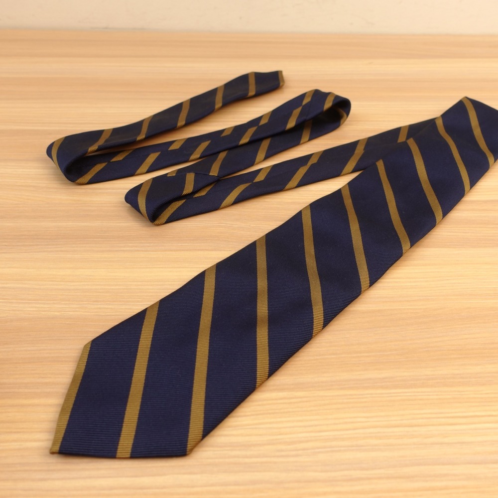 CLUB MONACO Tie Mens Blue Italian Gold Repp Stripe Silk Regimental Ivy Preppy